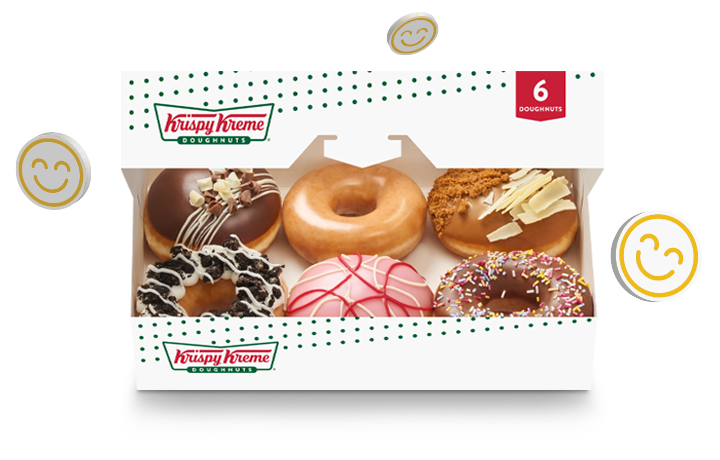 Rewards smiles gets you a free six pack of doughnuts Krispy Kreme free six pack of doughnuts